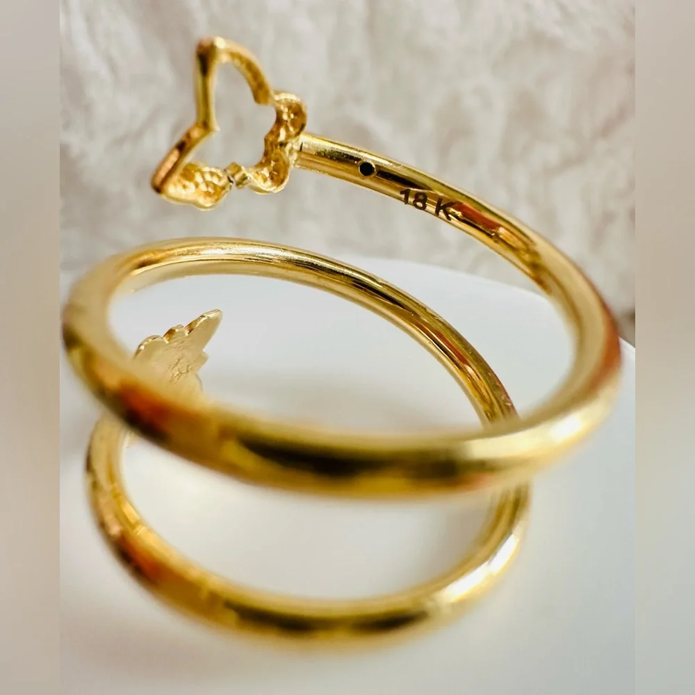 Spiral Ring with Butterfly  💛 Real 18 Karat Solid Gold Jewelry 💛 - Picture 7 of 10